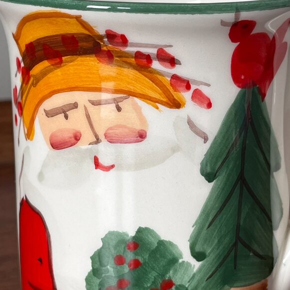 Vietri Old St. Nick Mug 2022 Limited Edition Santa & Bird Italy Made Christmas - Picture 5 of 12